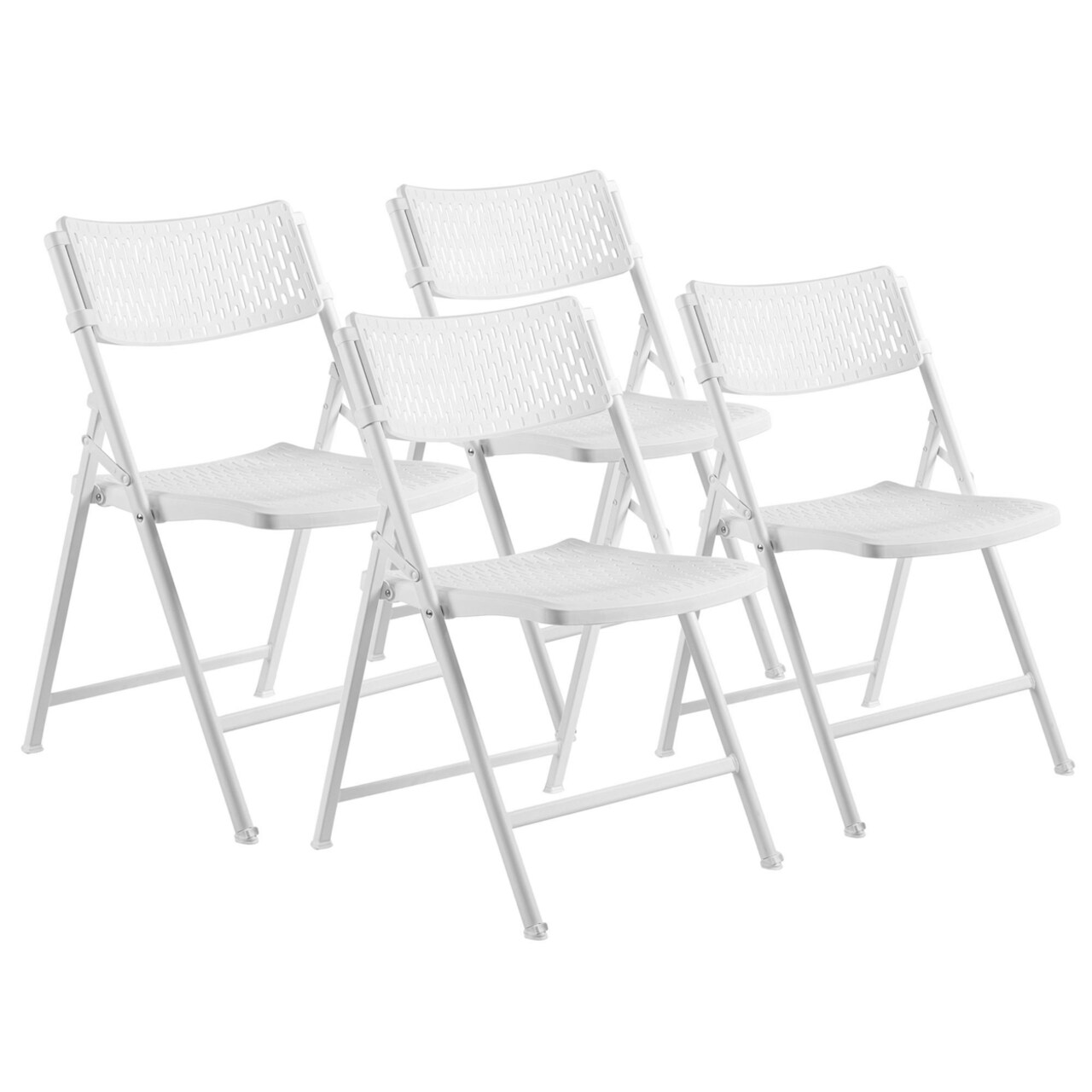 National Public Seating Airflex Series Premium Polypropylene Folding Chair, Pack of 4 - White